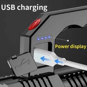 Портативний точковий ручний ліхтар, прожекторний, водонепроникний, з USB, 1200 мАг,