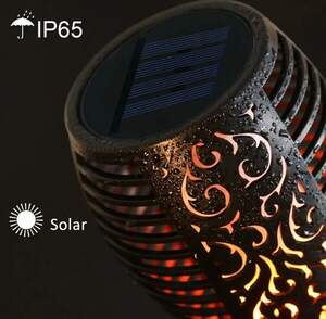 Водонепроникний ліхтар 52 см з ефектом полум'я Solar flame led light sensor activated